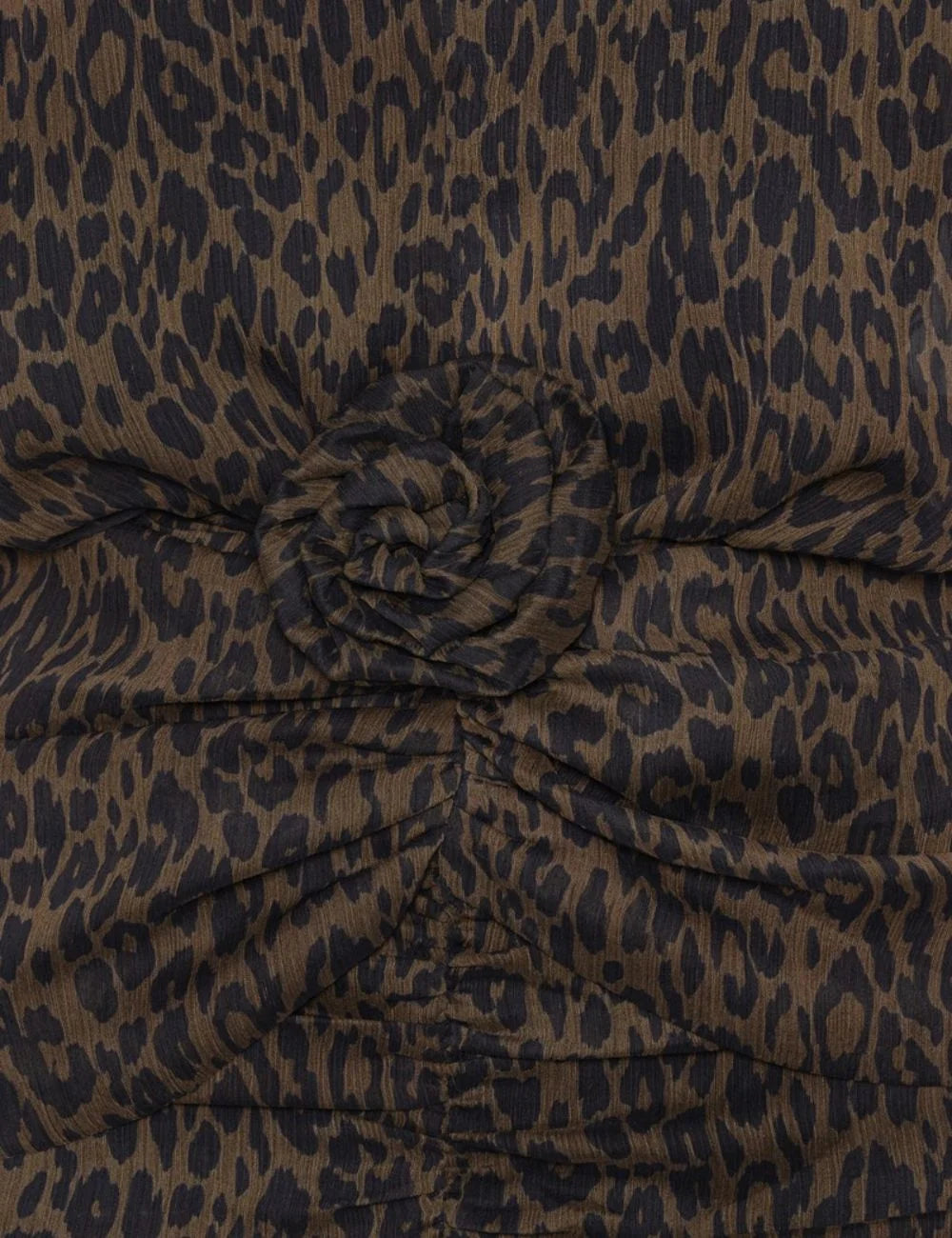 Women's Rotate dark brown leopard print ruched mini dress with floral waist detail 