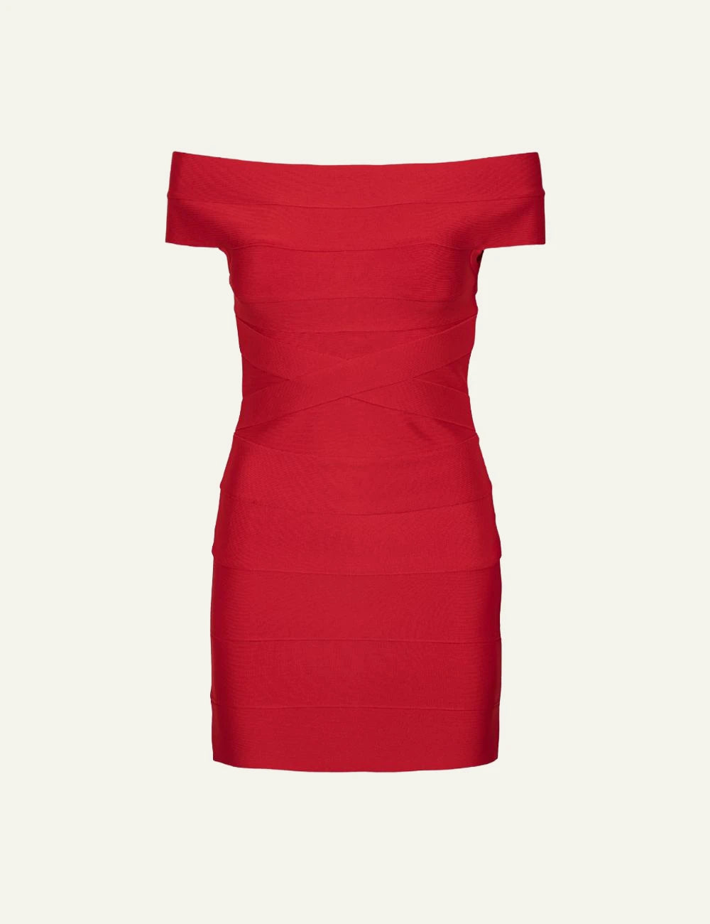 Women's Rotate fitted off-the-shoulder mini knit dress in red