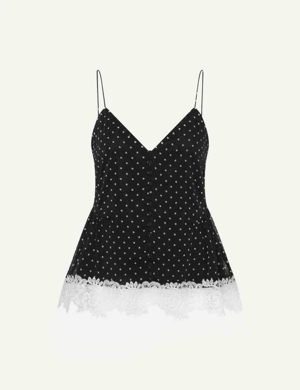 Rotate black floral camisole top with lace hem product view