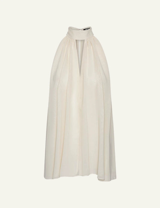 Women's Rotate white halterneck top with bow tie and draped silhouette