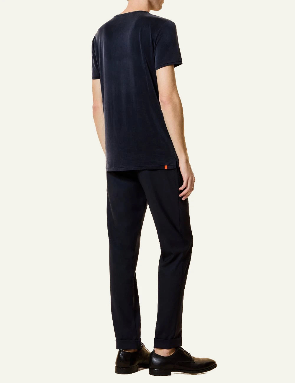 rrd cupro t-shirt navy minimal short sleeve back view
