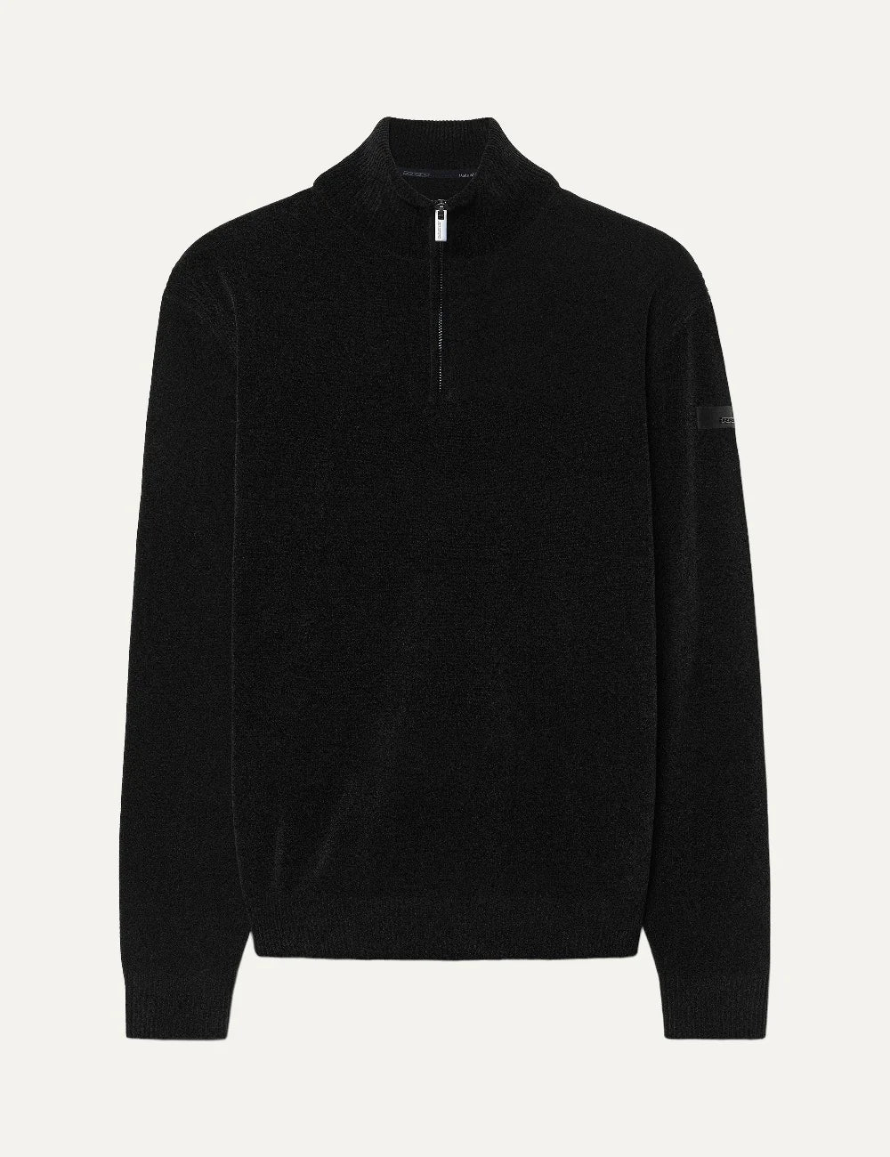 RRD men's black chenille half zip sweater