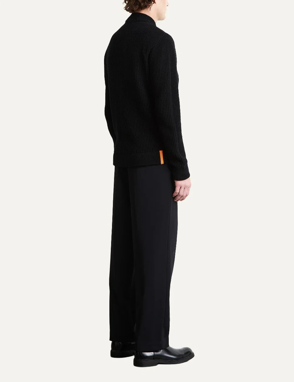 RRD men's black eco suede and wool cashmere bomber jacket back