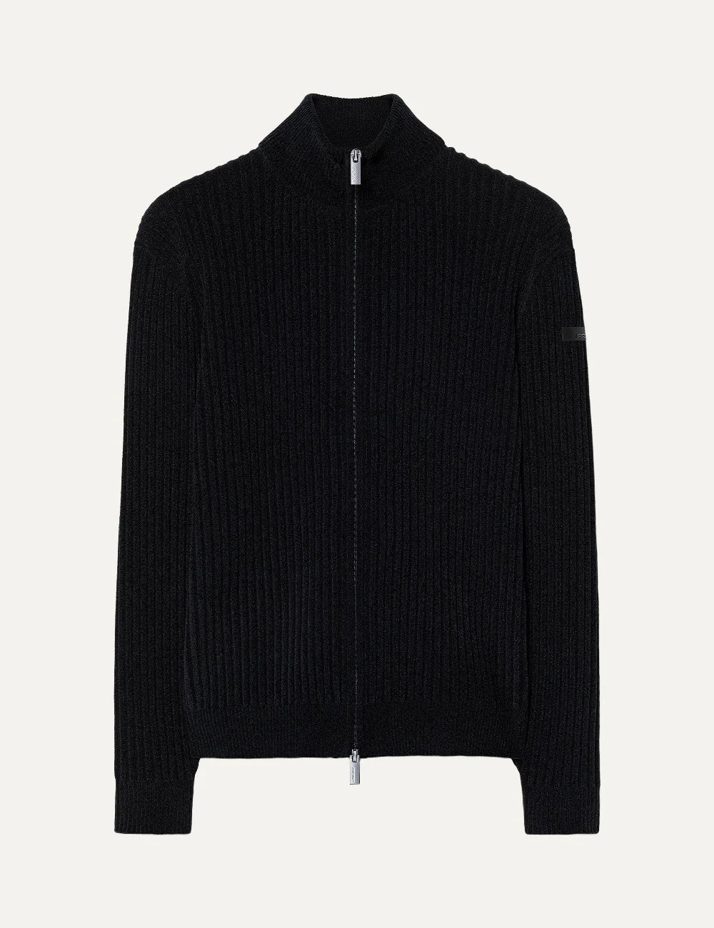 RRD men's black ribbed full zip knit cardigan