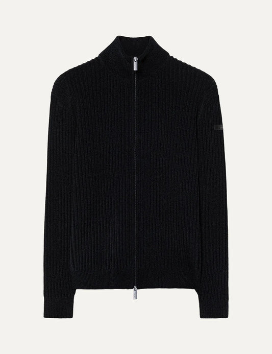 RRD men's black ribbed full zip knit cardigan
