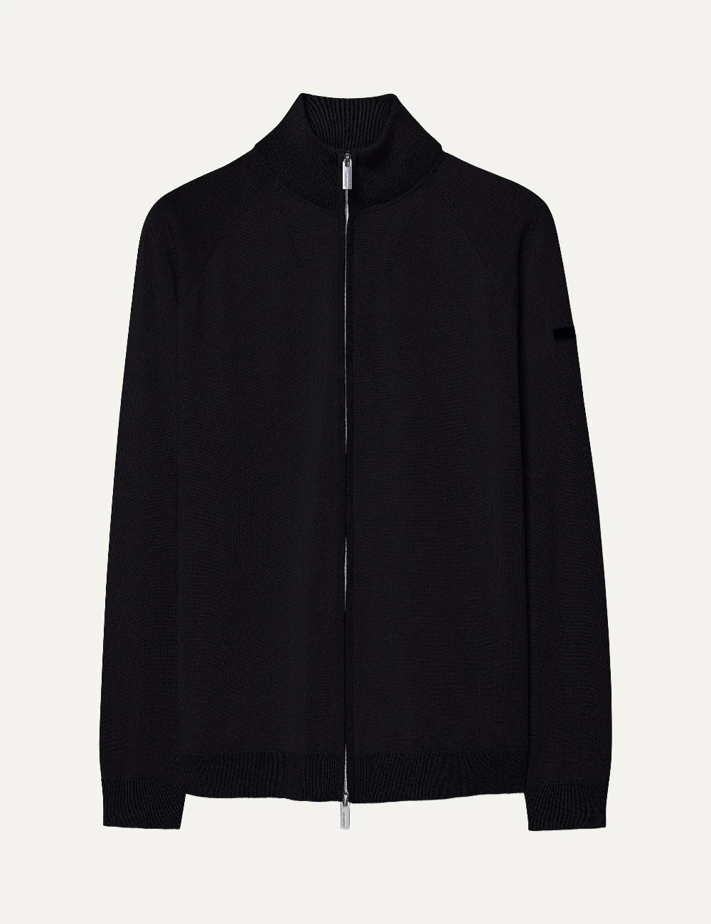 RRD men's black technical cotton knit full zip cardigan