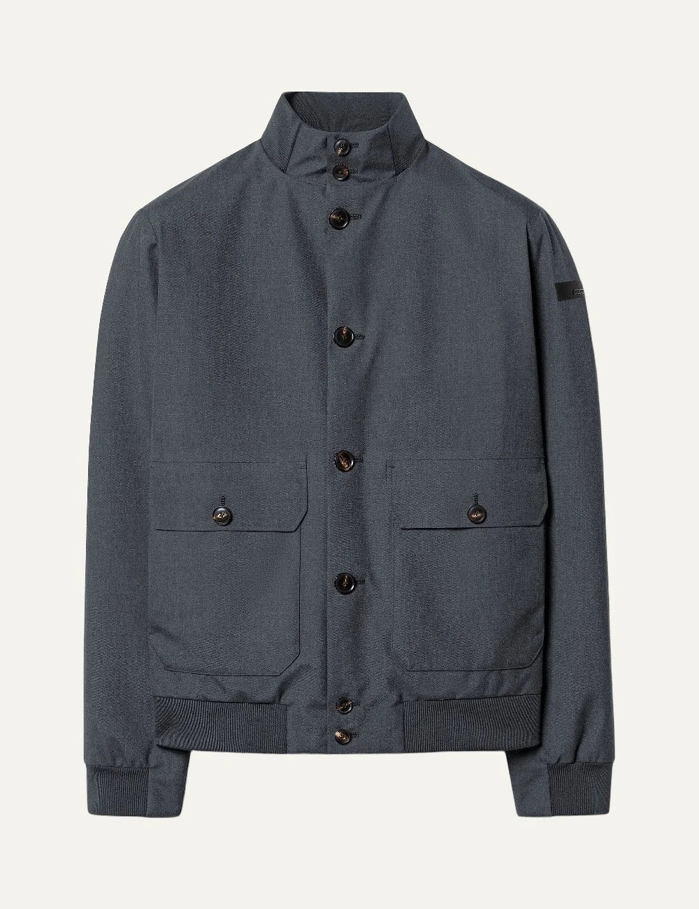 RRD men's charcoal technical canvas padded jacket with high collar