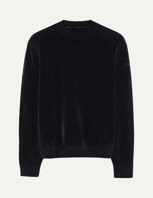RRD men's dark blue chenille crew neck sweater