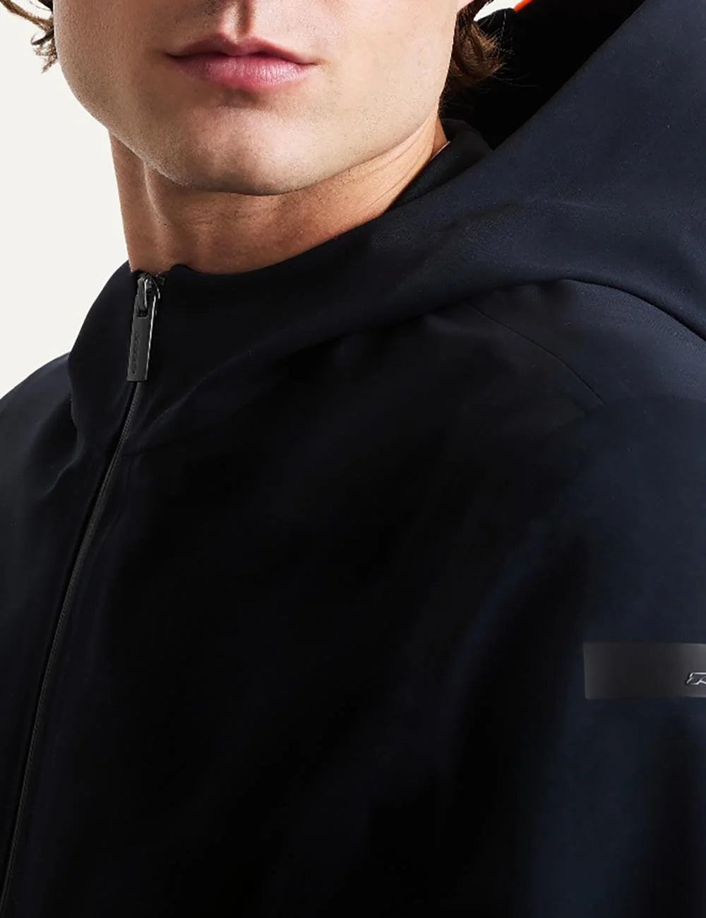 RRD men's dark blue technical hooded zip jacket detail side