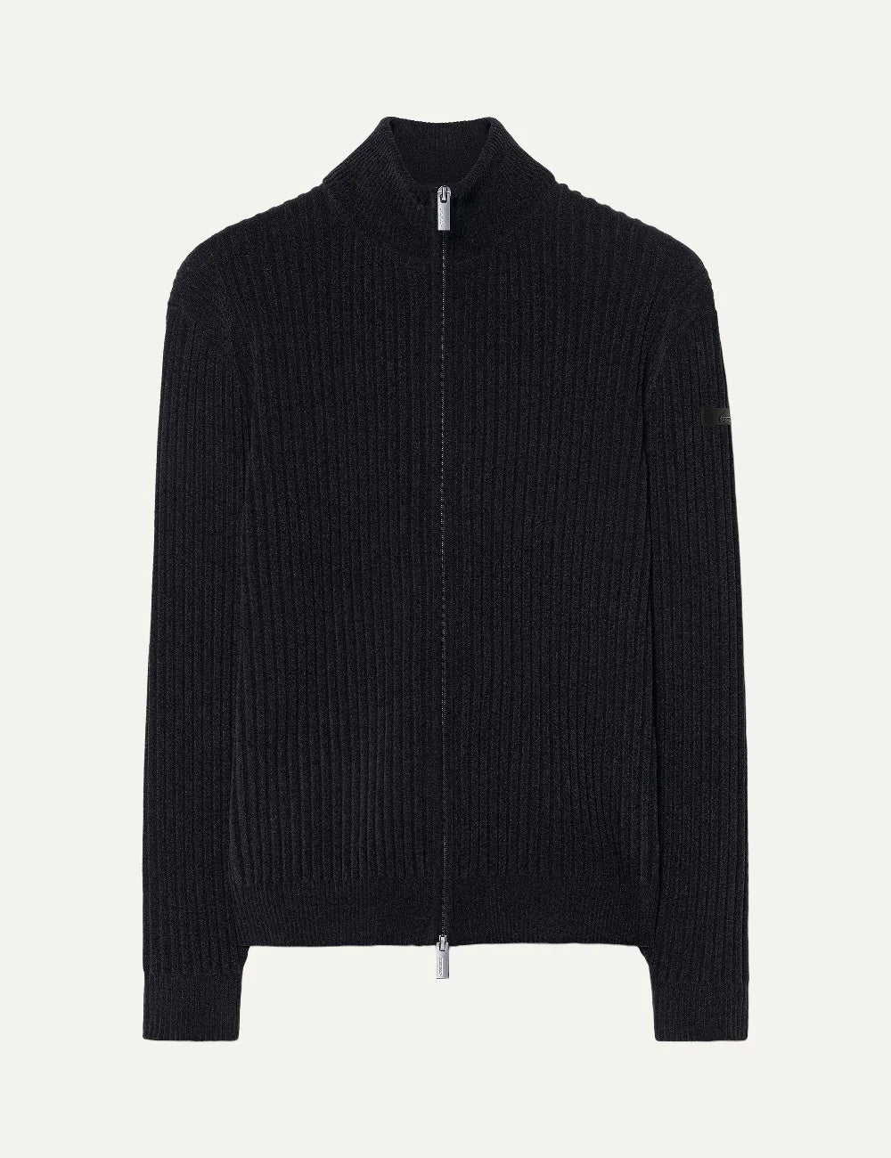 RRD men's dark grey ribbed full zip knit cardigan