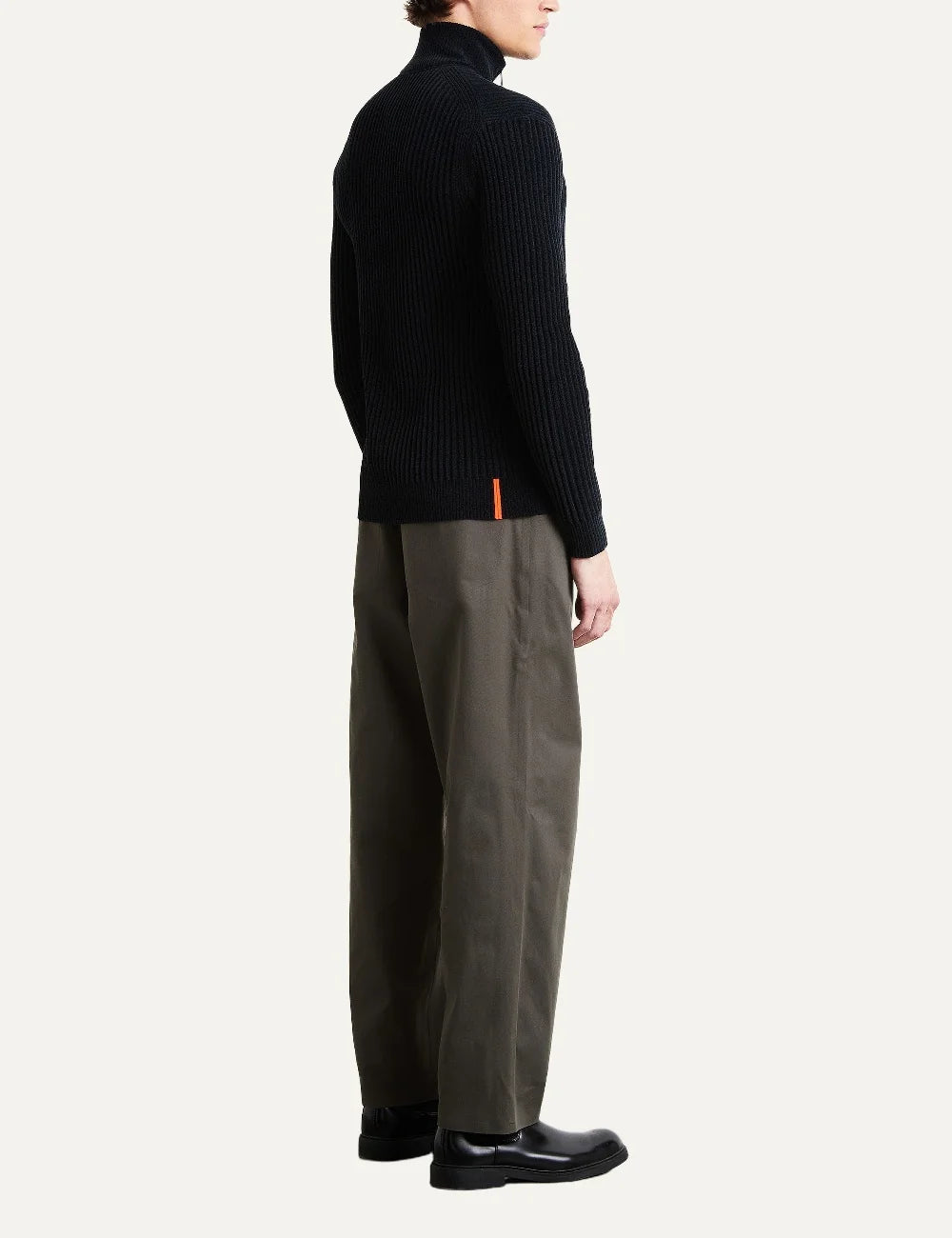 RRD men's dark grey ribbed full zip knit cardigan side