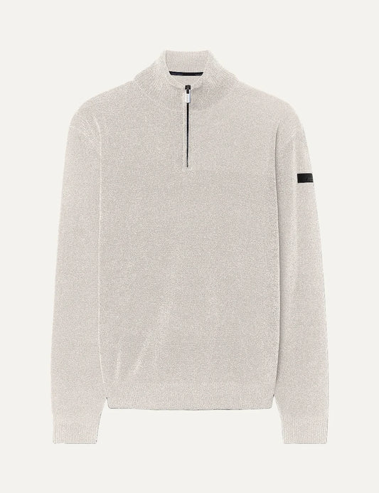 RRD men's ecru chenille half zip sweater