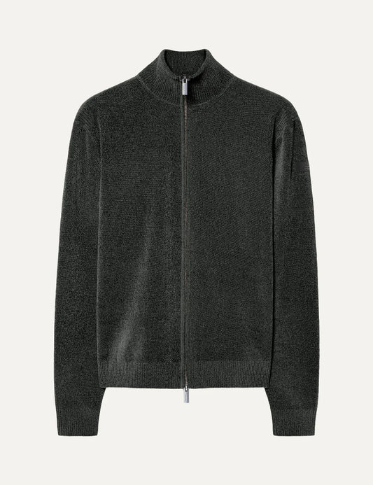 RRD men's forest green chenille full zip cardigan
