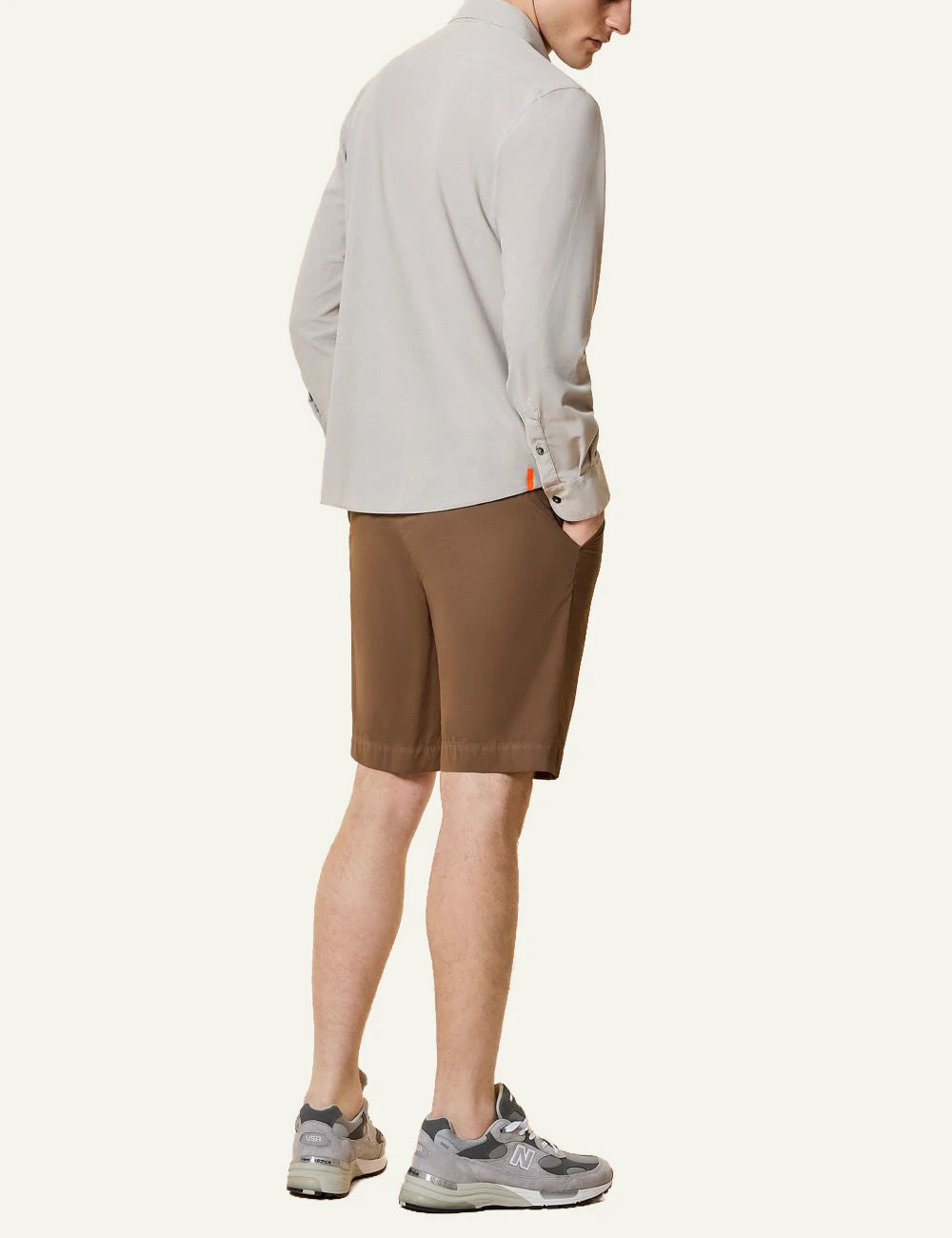 rrd techno pique shirt beige long sleeve regular fit back view