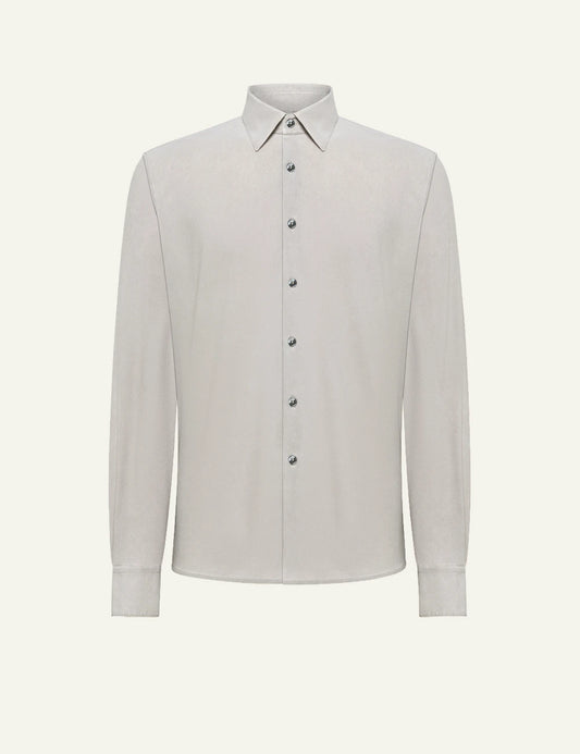 rrd techno pique shirt beige long sleeve regular fit front view