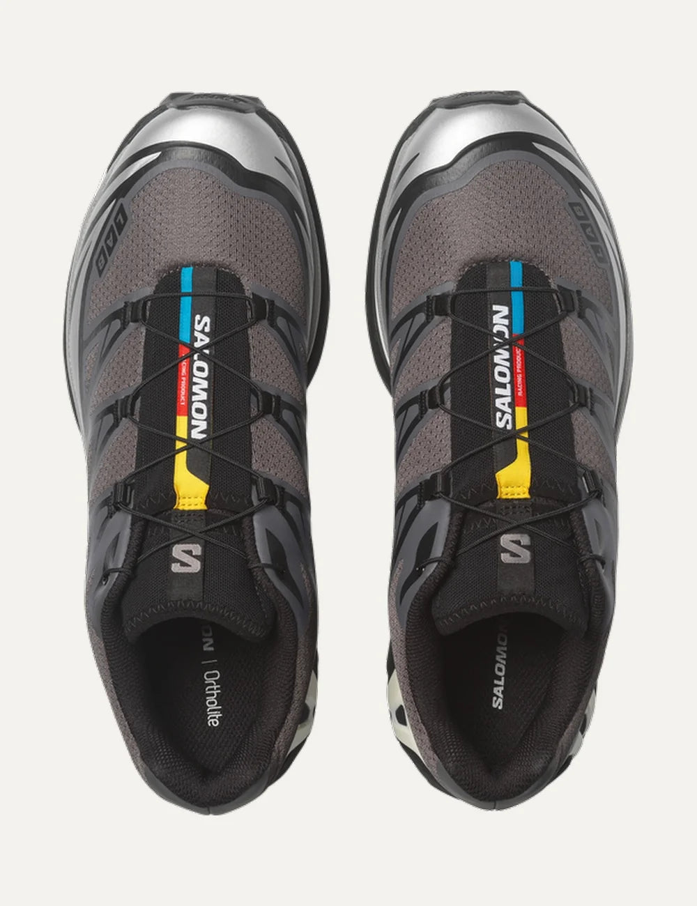 Salomon men XT-6 grey sneakers with black and white details top view