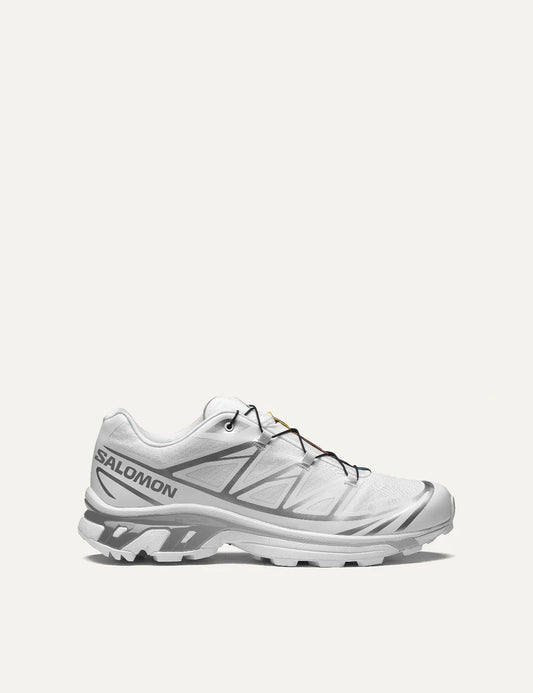 Salomon unisex XT-6 Gore-Tex white sneakers with silver details side view