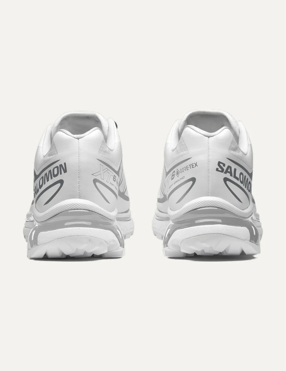 Salomon unisex XT-6 Gore-Tex white sneakers with silver detailsback view