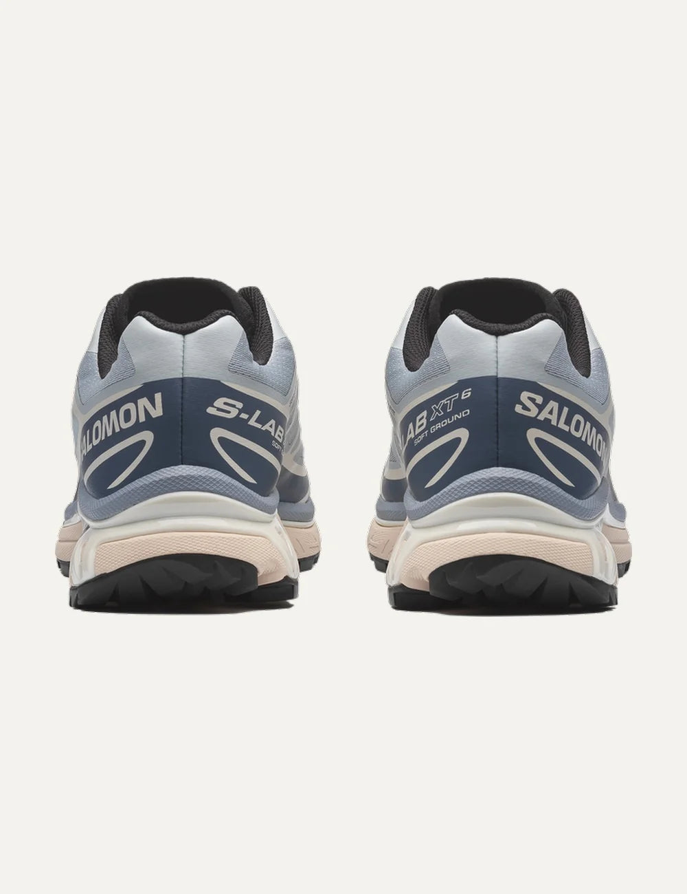 Salomon unisex XT-6 light blue and cream sneakers with navy details back view