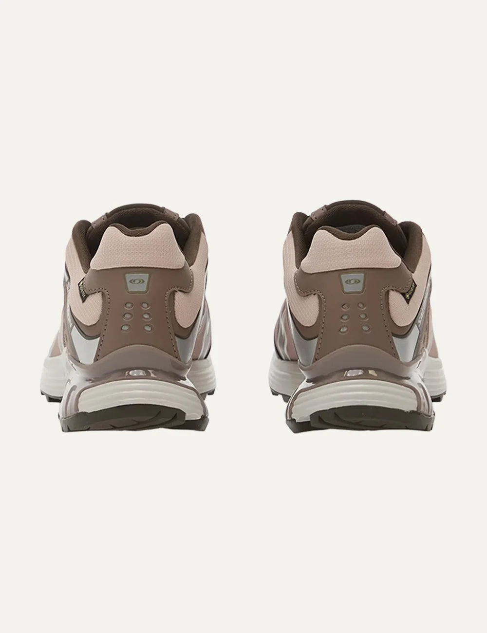 Salomon women XT-4 OG Gore-Tex pink and brown sneakers with Quicklace system back view