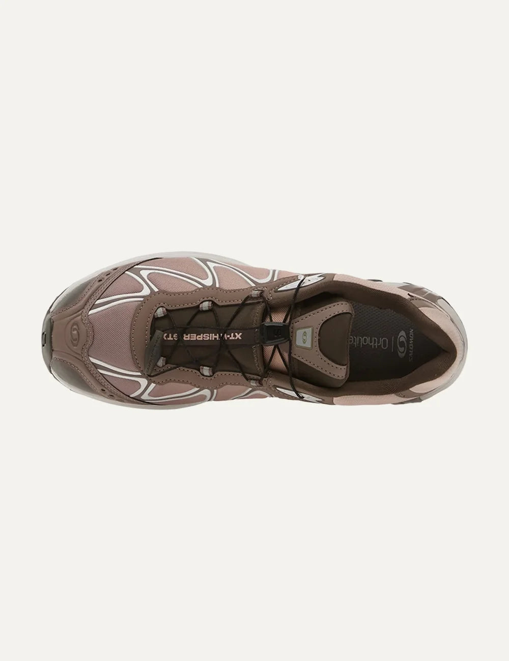 Salomon women XT-4 OG Gore-Tex pink and brown sneakers with Quicklace system top view