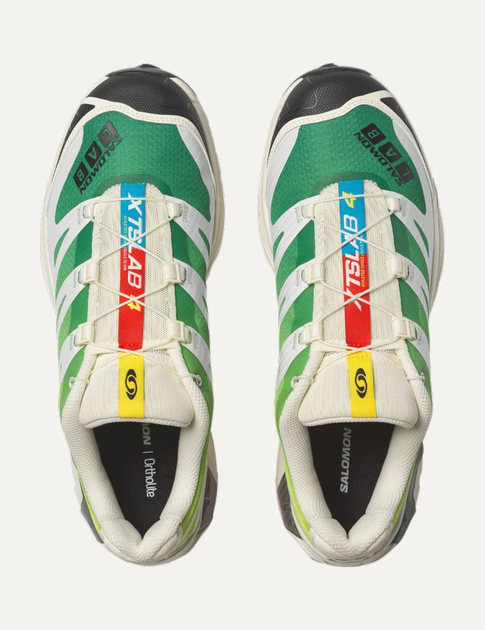 Salomon women XT-4 OG white and green sneakers with pink and black details top view