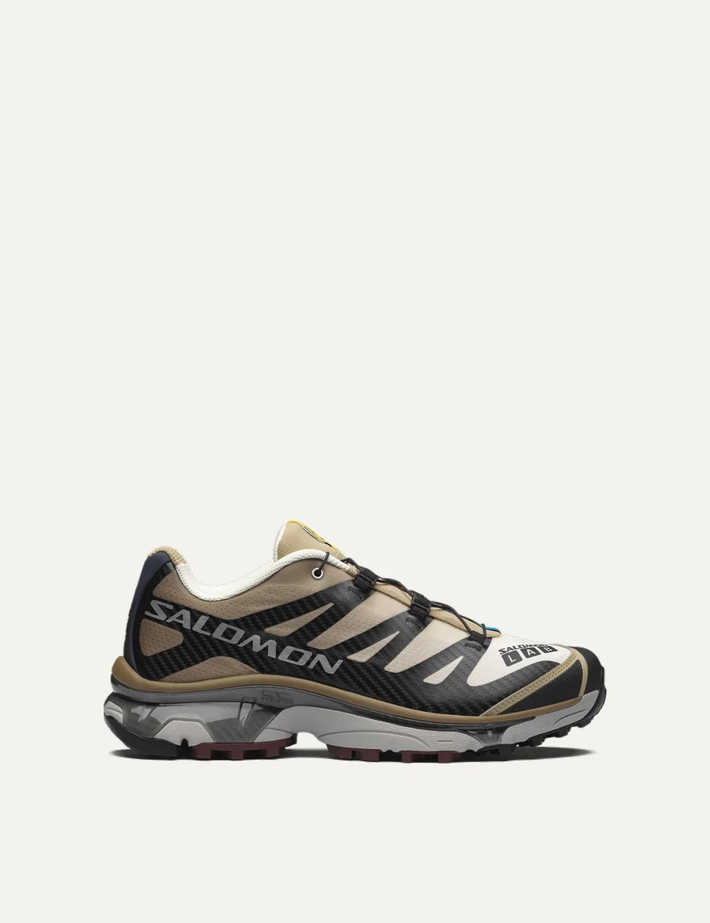 Salomon women XT-4 OG beige and black sneakers with brown details side view