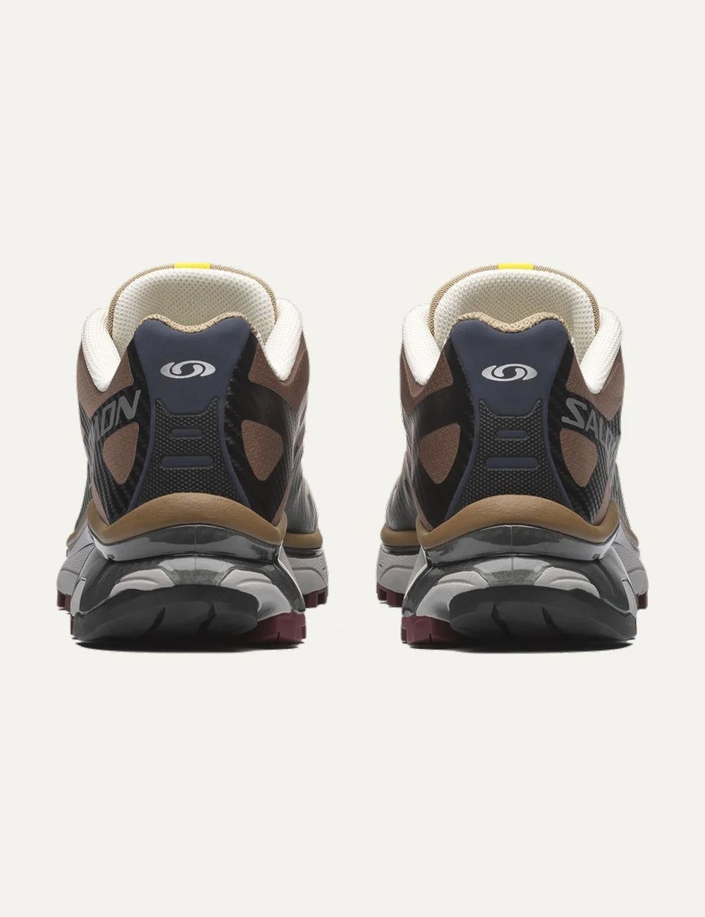 Salomon women XT-4 OG beige and black sneakers with brown details back view