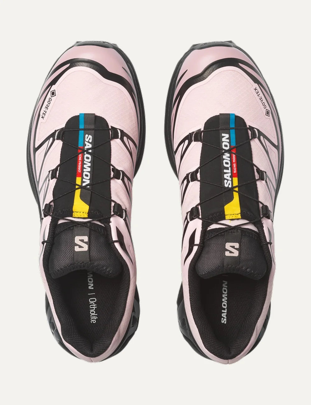 Salomon women XT-6 Gore-Tex pink sneakers with black details top view