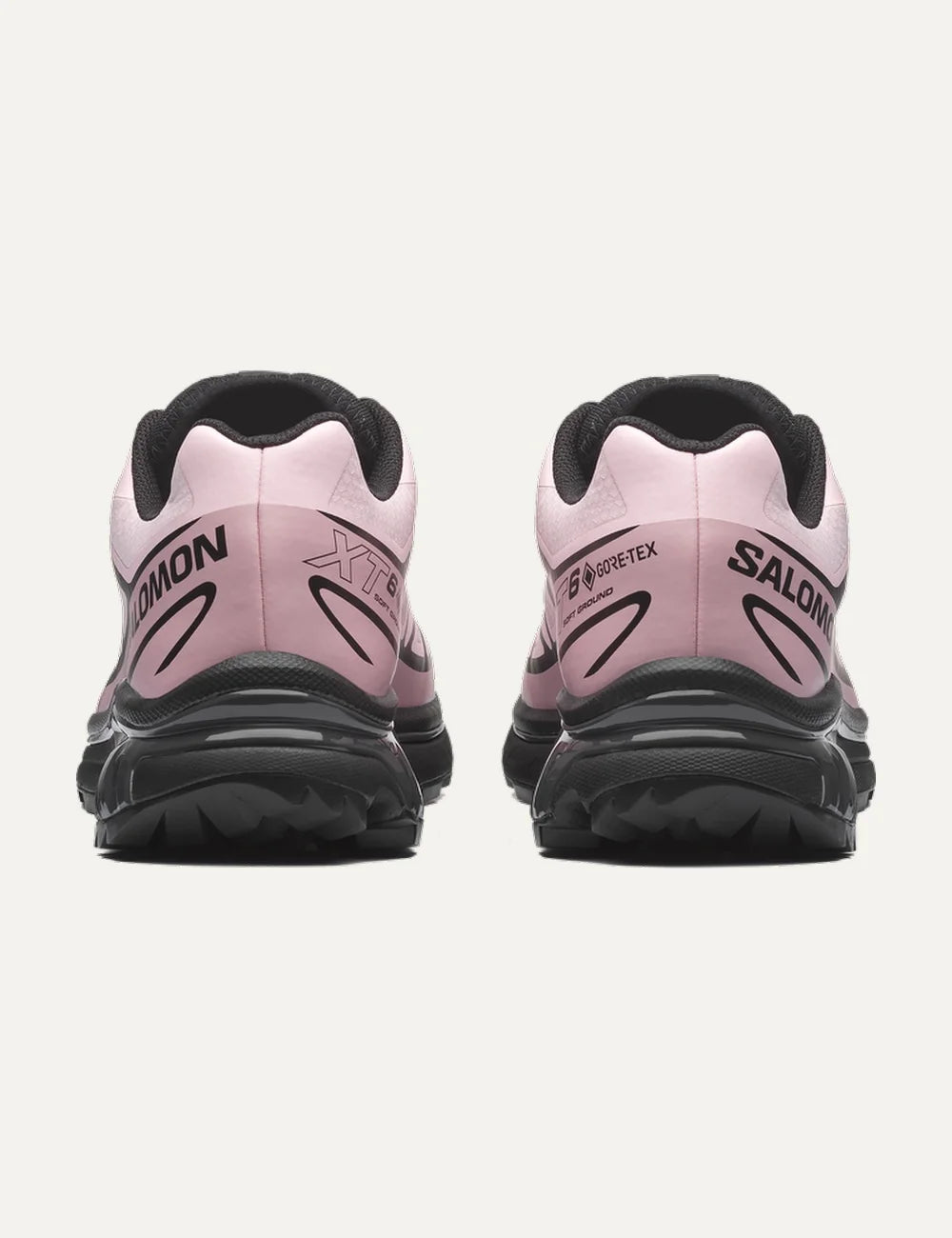 Salomon women XT-6 Gore-Tex pink sneakers with black details back view