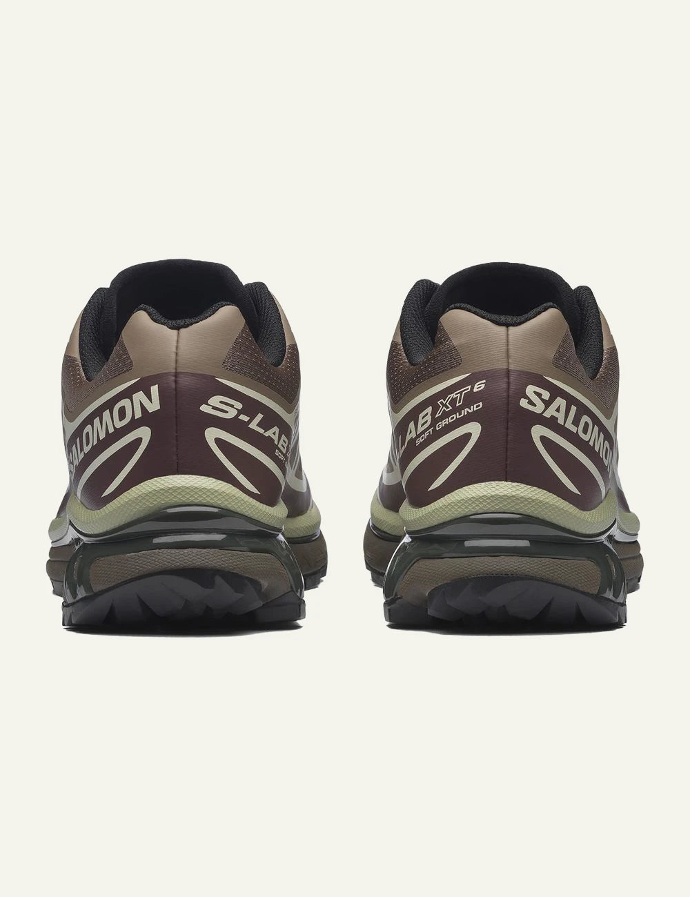 Salomon XT-6 brown beige sneakers trail back view