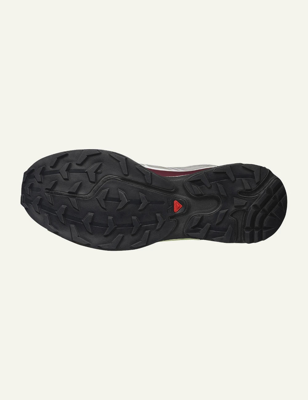 salomon xt-6 gore-tex sneakers grey burgundy trail running sole view
