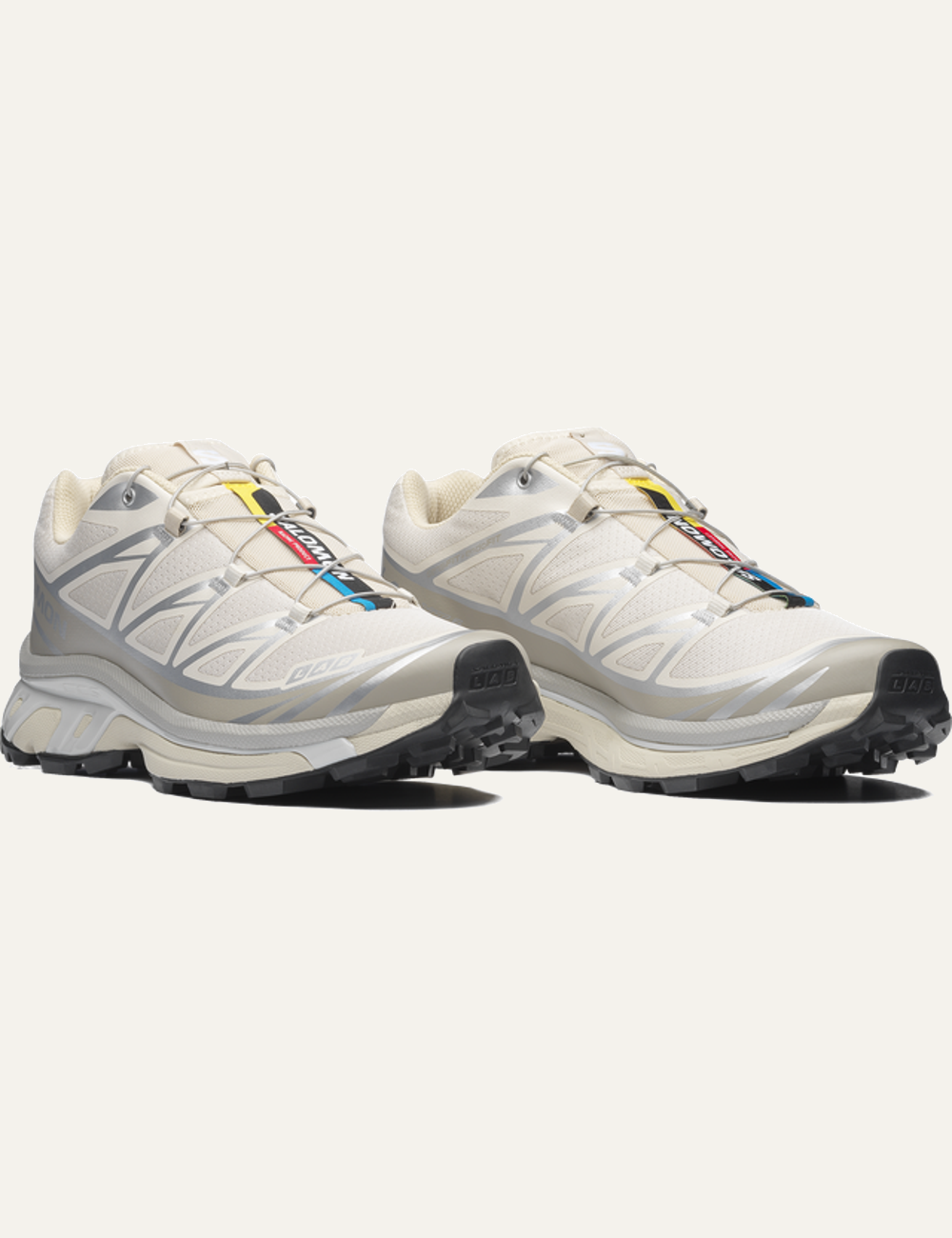 Salomon XT-6 off white sportstyle sneaker angled view