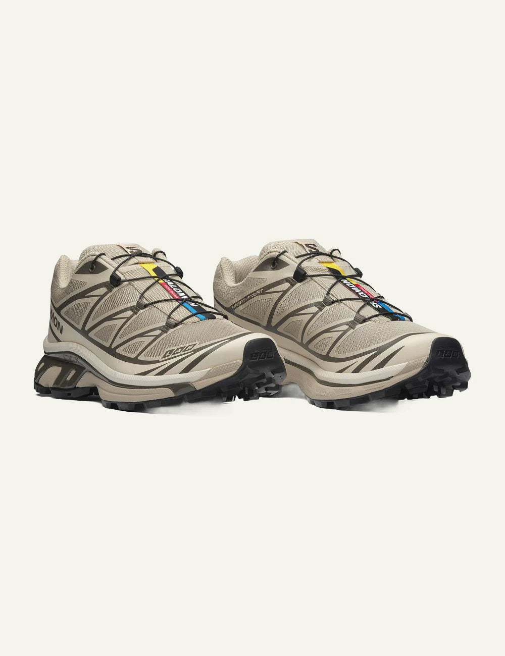 Salomon XT-6 sneakers beige grey trail angled