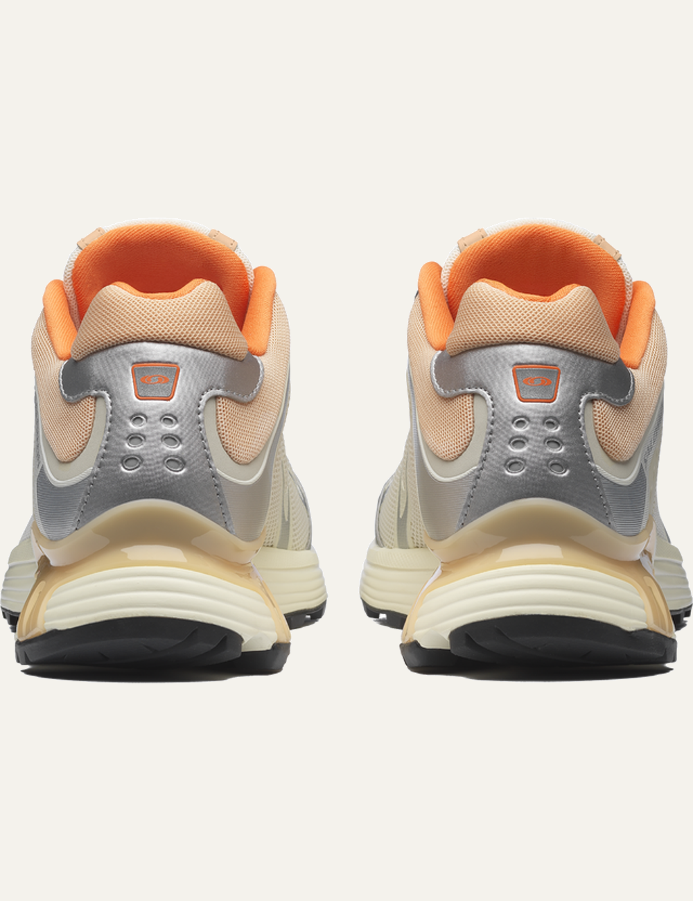 Salomon XT-Whisper off white sneaker with silver and orange details back view
