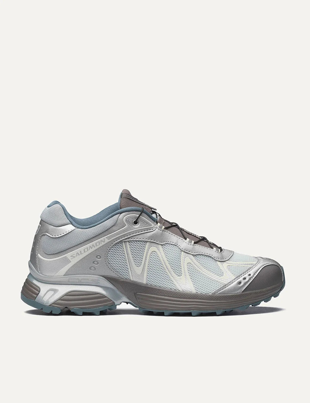 salomon xt-whisper sneakers silver blue trail running side view