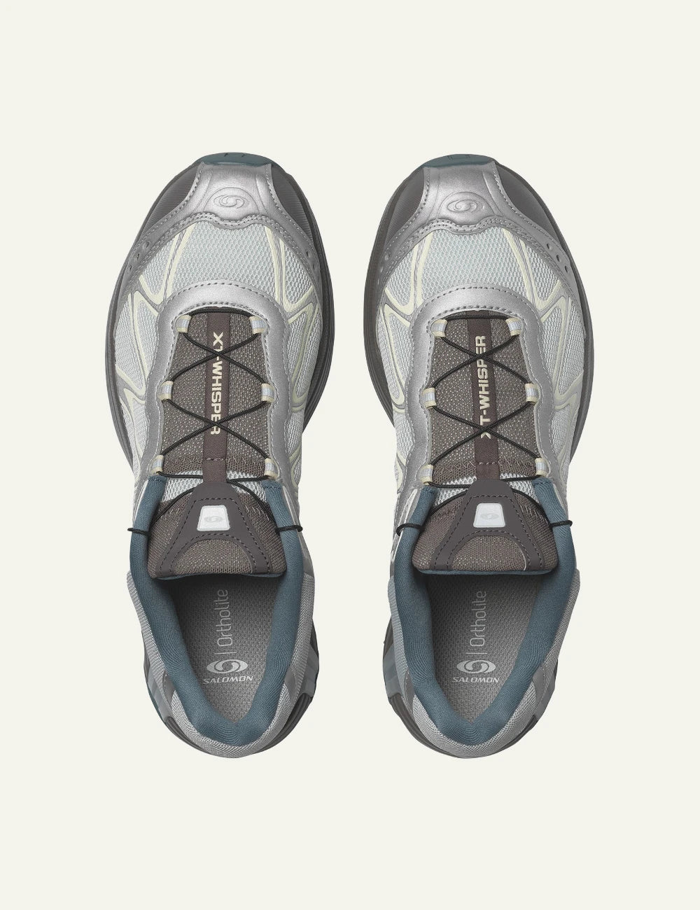 salomon xt-whisper sneakers silver blue trail running top view