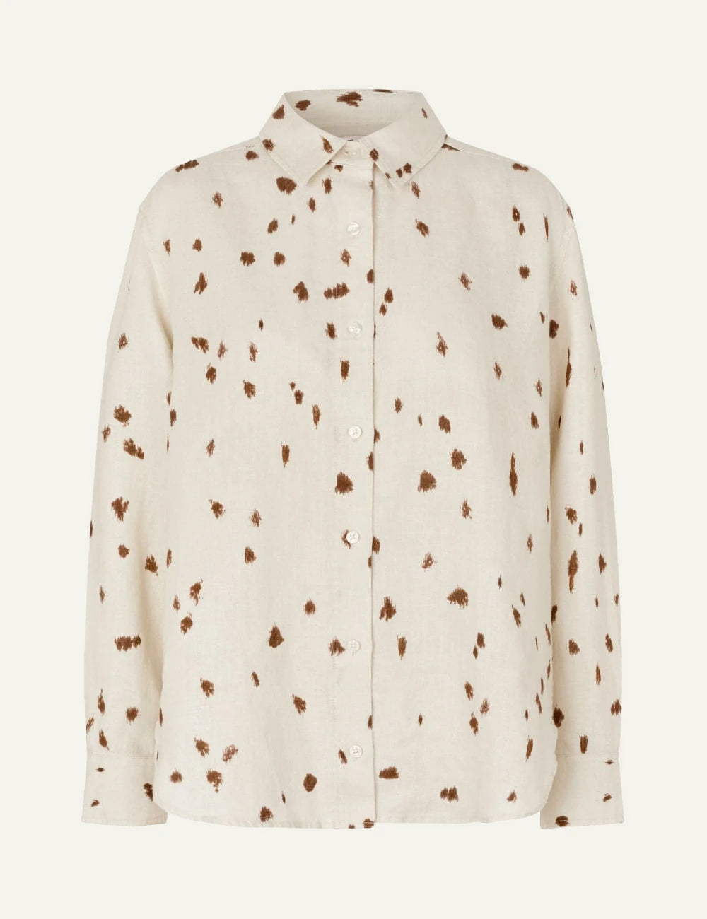 Samsoe Samsoe Saloves poukamiso linen stray dott beige front