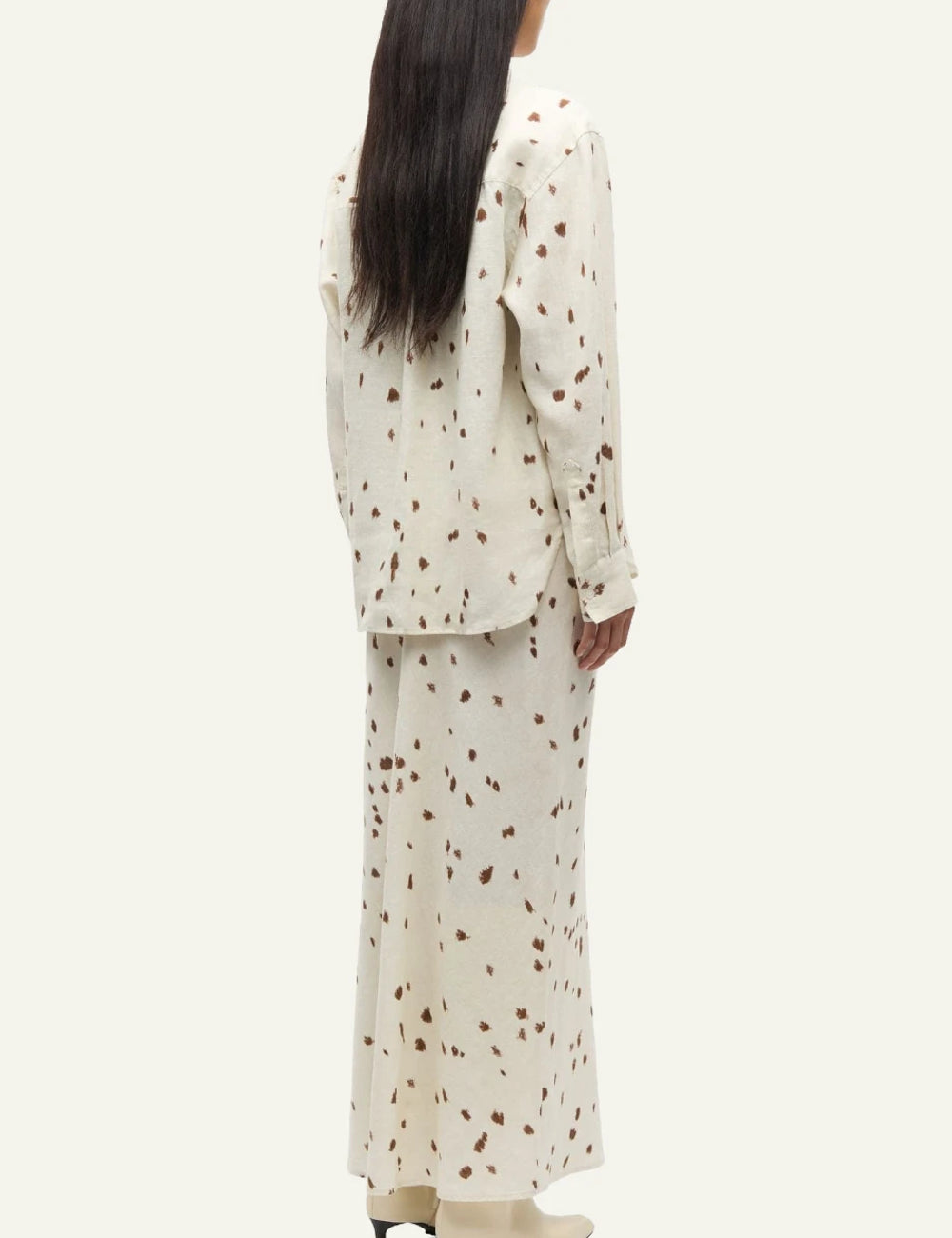 Samsoe Samsoe Saloves poukamiso linen stray dott beige back