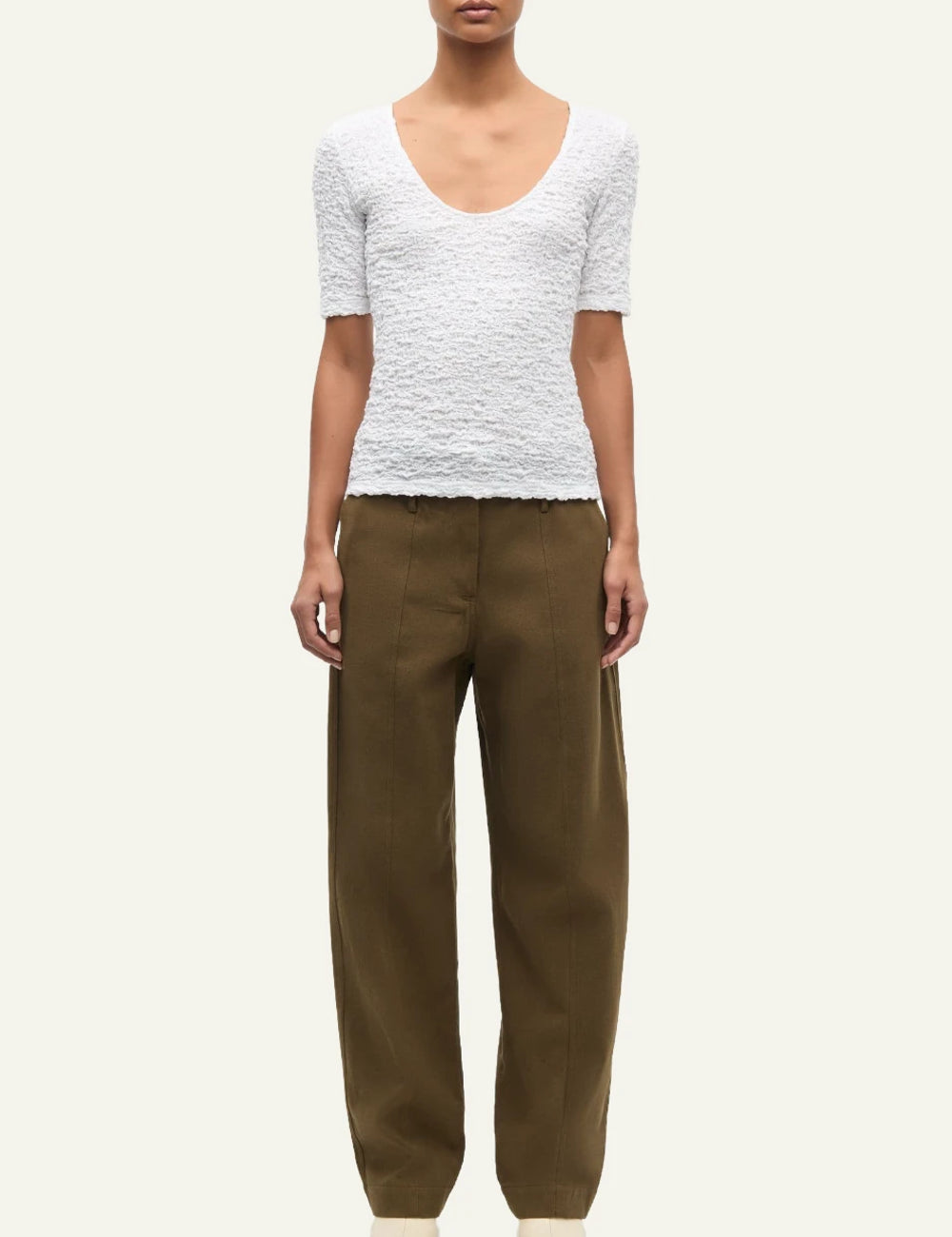 Samsoe Samsoe Sia t-shirt white textured scoop neck front full body