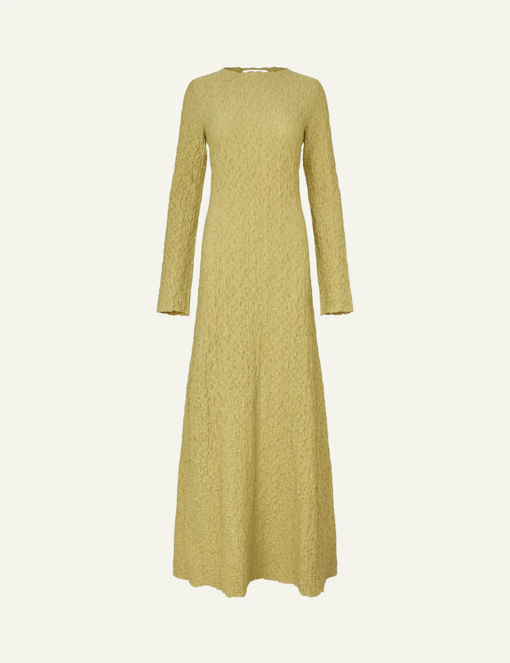 Samsoe dress textured yellow long sleeve slim fit flared front flat view
