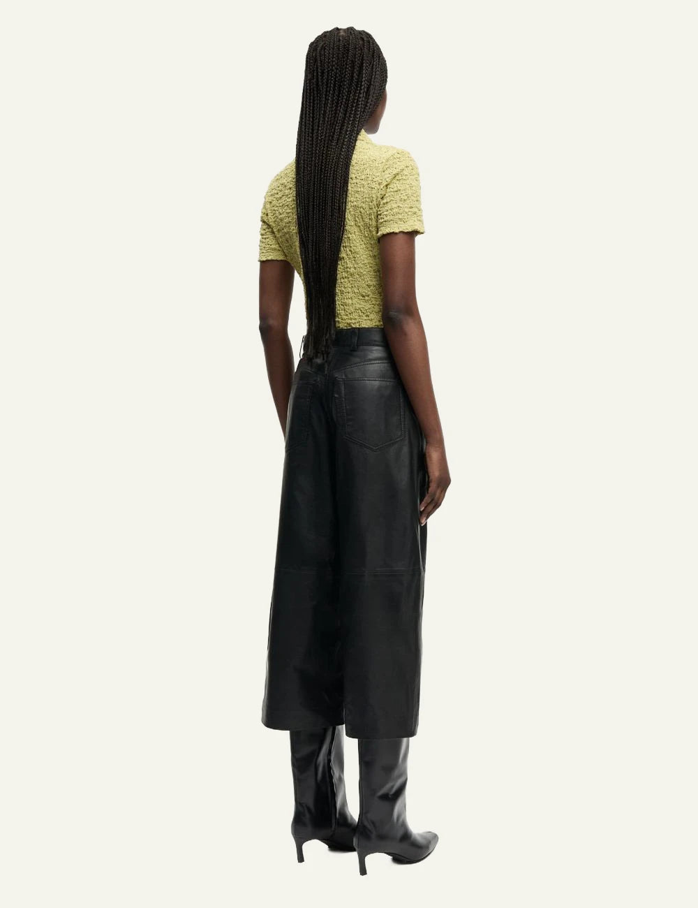 Samsoe polo top textured yellow slim fit back view