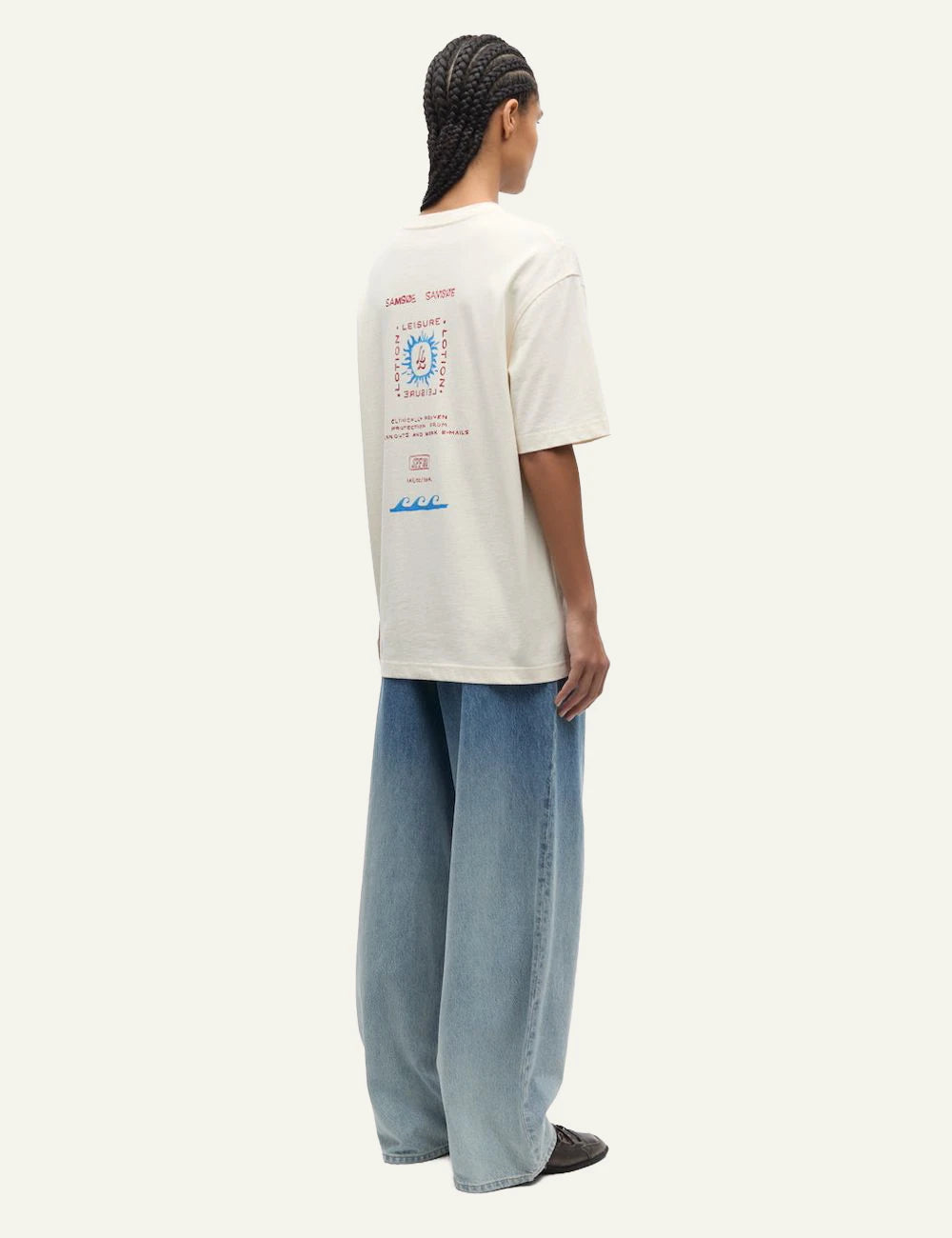 Samsoe Samsoe T-shirt beige graphic chest logo regular fit back view