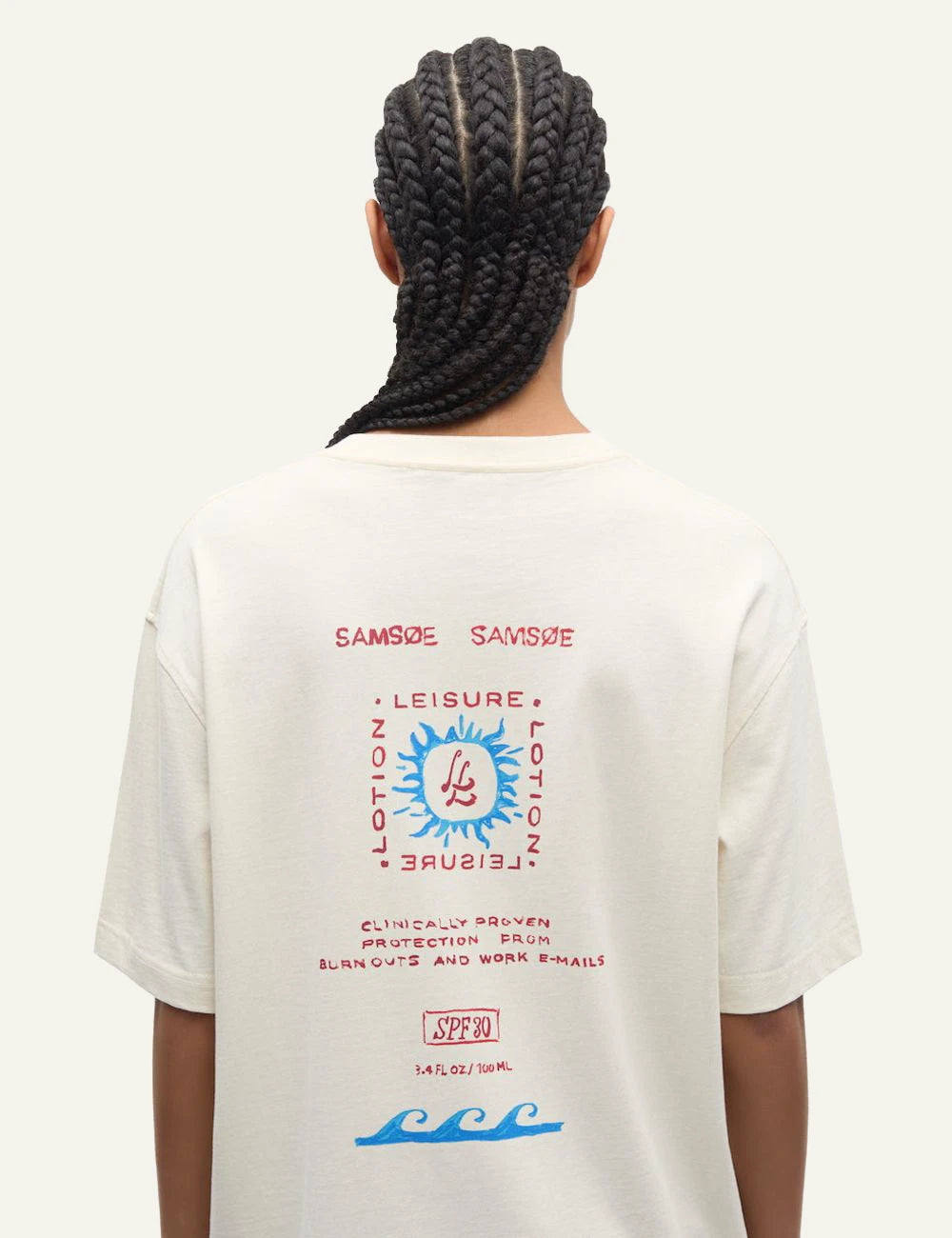 Samsoe Samsoe T-shirt beige graphic chest logo regular fit back view
