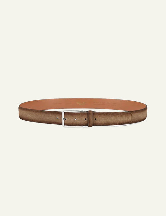 Santoni Velatura leather belt brown front view