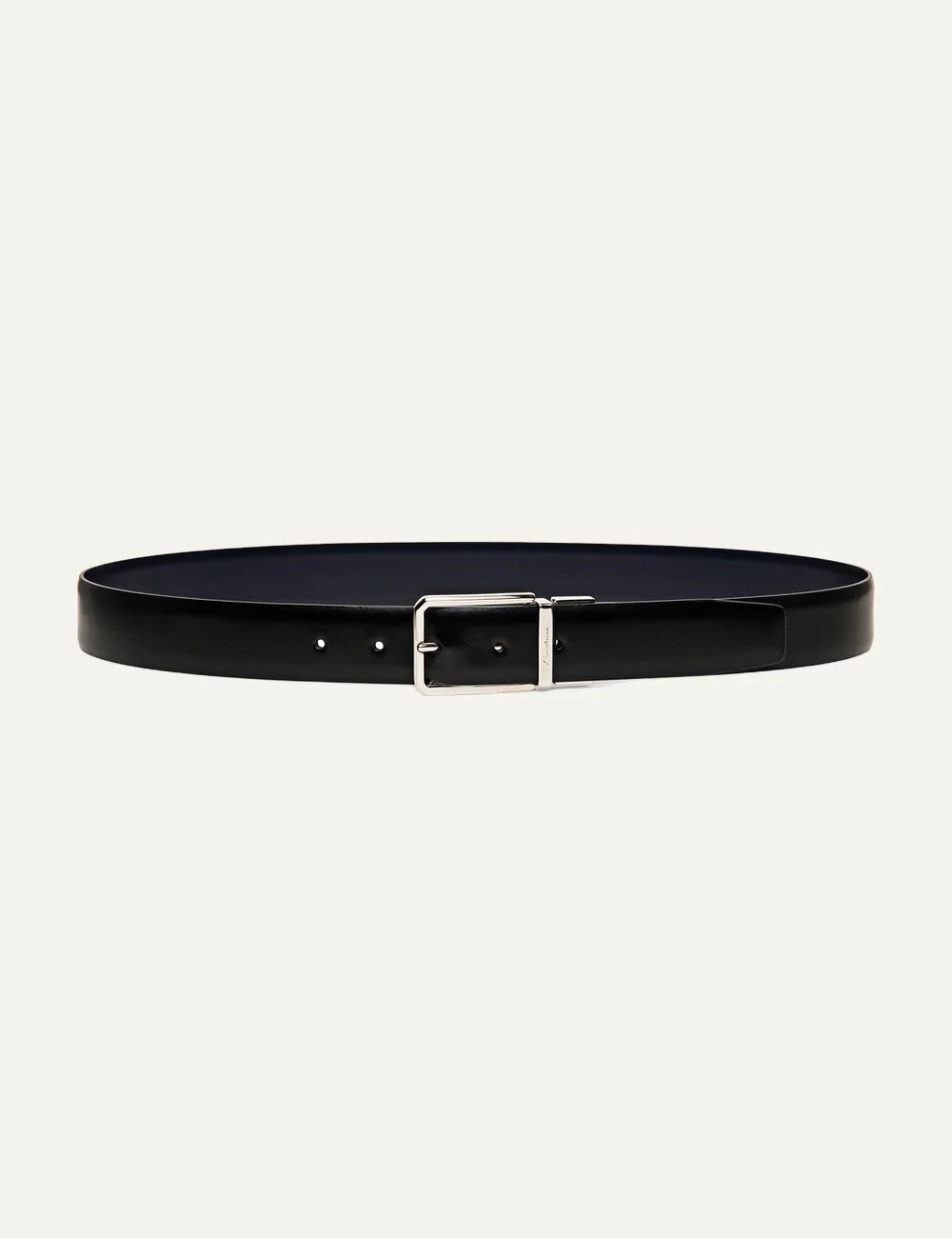 Santoni men's Adriatico Blue reversible leather belt with metal buckle
