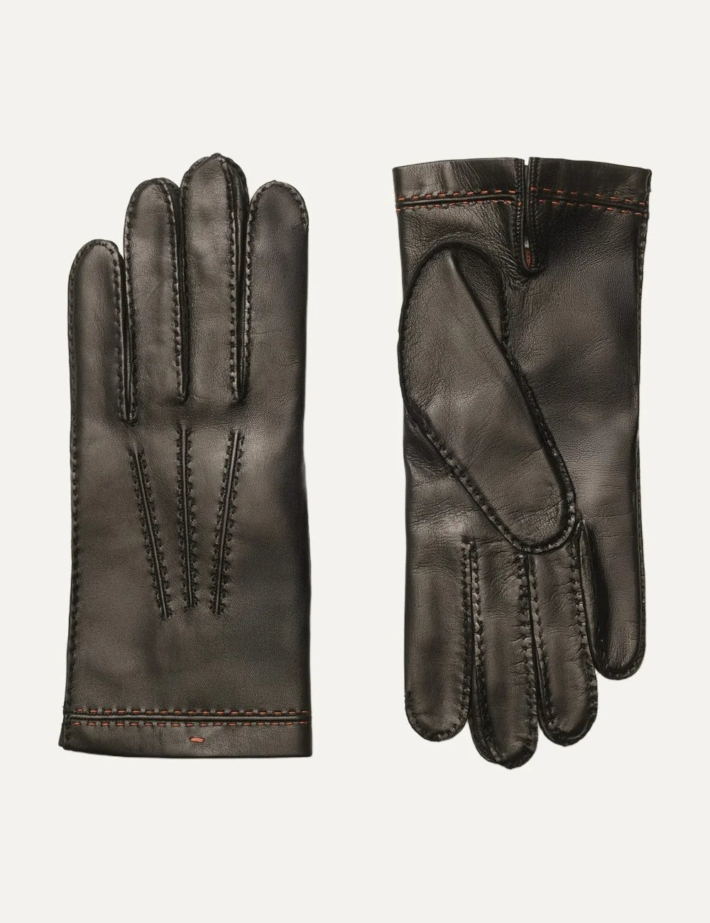 Santoni men's black nappa lambskin gloves with cashmere lining