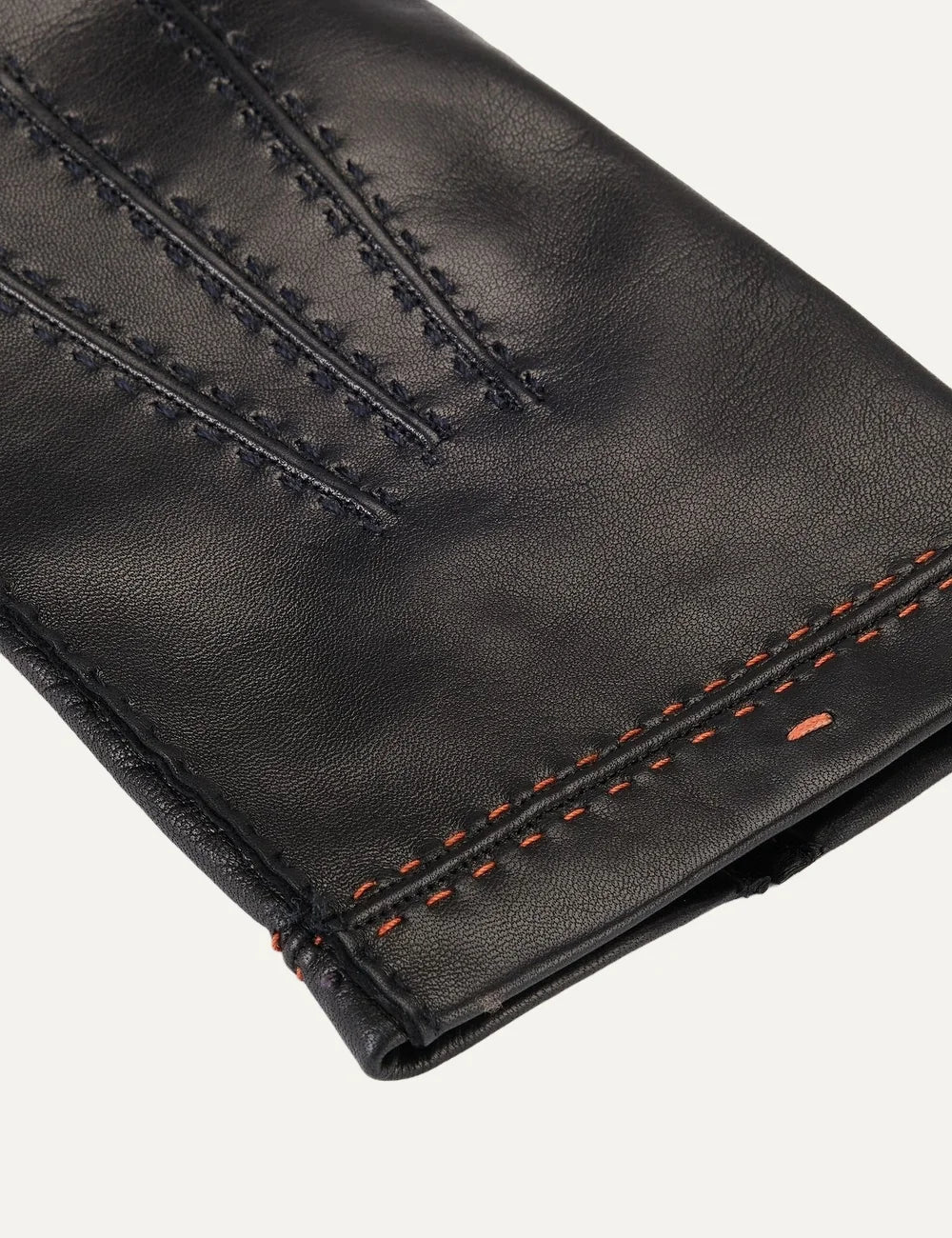 Santoni men's black nappa lambskin gloves with cashmere lining detail