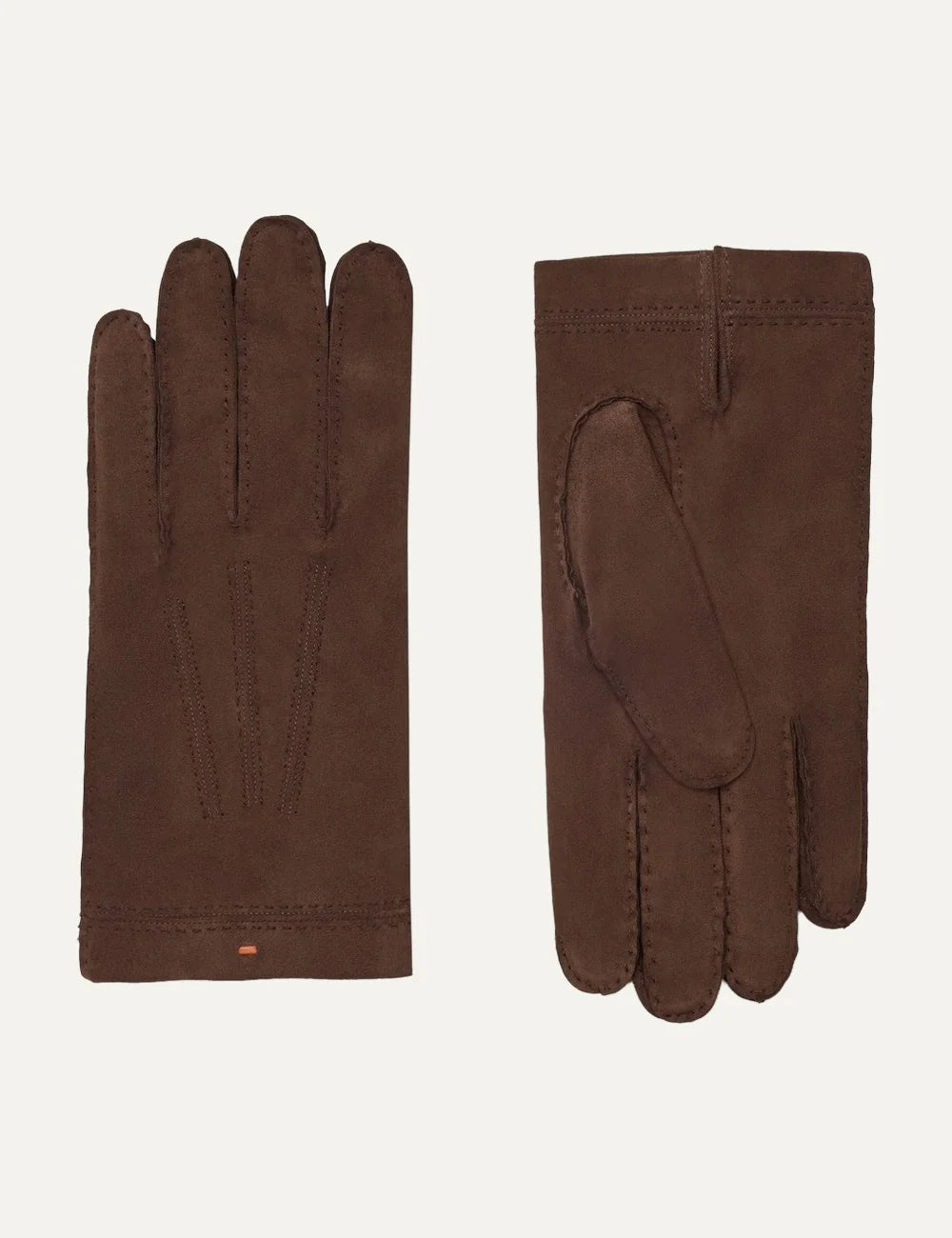 Santoni men's brown Seta suede gloves with Sigillo stitching