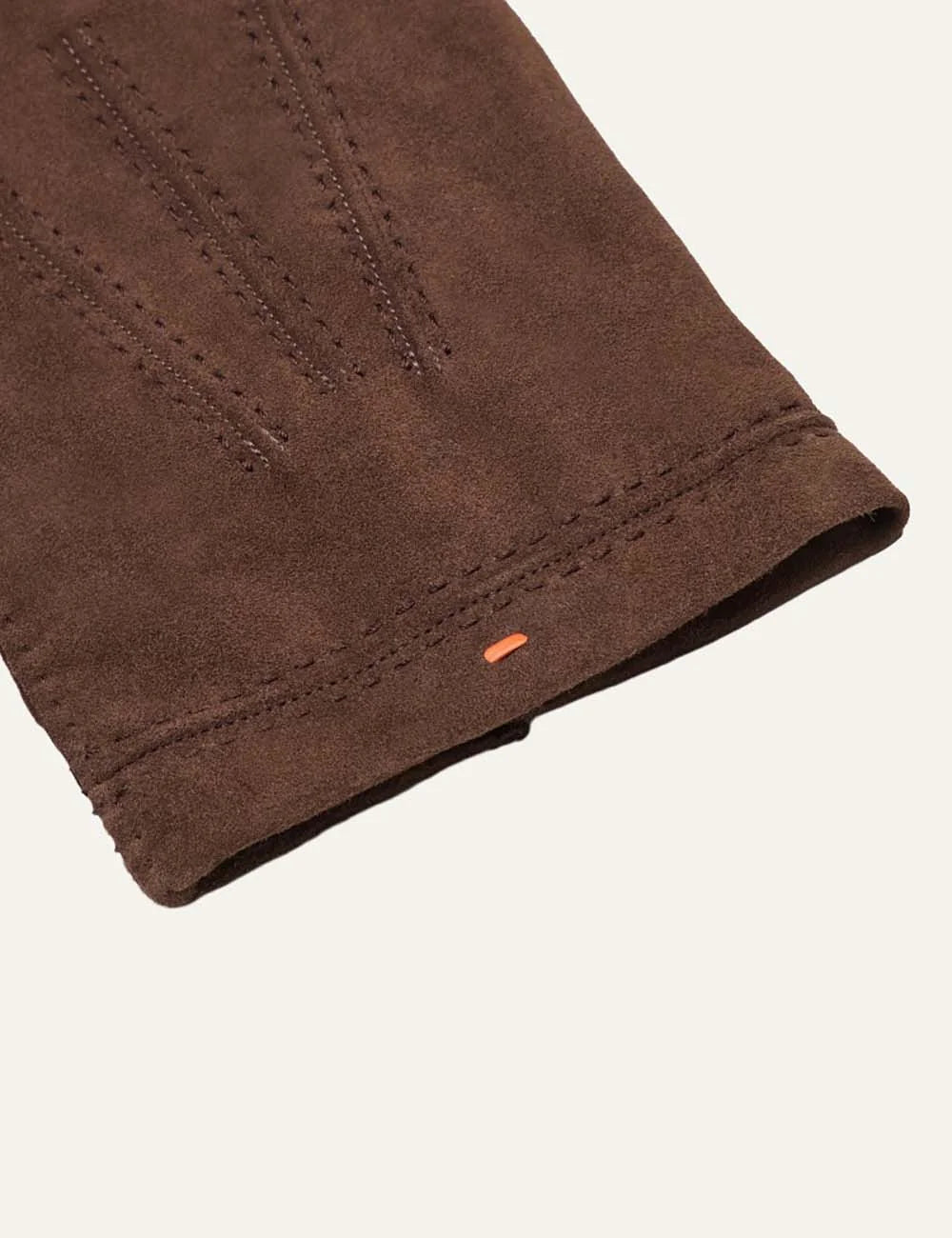 Santoni men's brown Seta suede gloves with Sigillo stitching detail